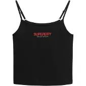 Superdry for woman. W6011836A T-shirt with Sportswear logo, black (XS), Casual, Cotton, Sleeveless / Straps