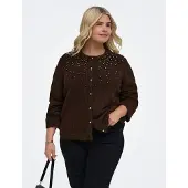 ONLY Carmiggie Ls O-Neck Pearl Cardigan Knt - Brown - 42-44