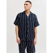 Jack & Jones Jjecoba Stripe Resort Shirt Ss Sn - Navy - L