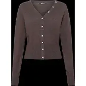 Gina Tricot Knitted Fitted Cardigan - Brown - S