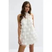 Gina Tricot Wide Halterneck Mini Dress - Cream - 34