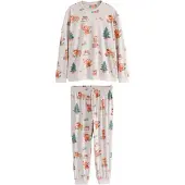 Next Pitkä pyjama kerma / umbra / vihreä / punainen