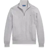Ralph Lauren Mesh-Knit Cotton Quarter-Zip Sweater - Grey - L