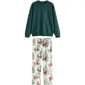 Next Pitkä pyjama kerma / keltainen / tummanvihreä / punainen