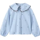 Mango Embroidered Cotton Blouse - Blue - 104