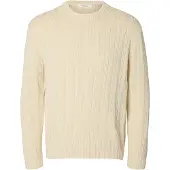 Selected Slmbraun Knit Cable Crew Noos - Cream - S