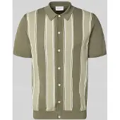 Lindbergh Knitted Polo Cardigan - Green - S