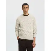 Selected Slmcarlos Ls Cable Crew Neck Noos - Cream - XXL