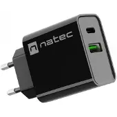 Natec Laturi - - RIBERA - 20W - 1XUSB-A - 1XUSB-C PD3.0 QC3.0 - Musta