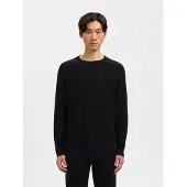 Selected Slhross Ls Knit Structure Crew Neck Noos - Black - XXL