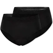 Schiesser Retro Period Panties, 2-Pack, Lace, Black/Dark Blue - Care - Black - S