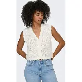 ONLY Onlirina V-Neck Button Vest Knt Noos - Cream - S