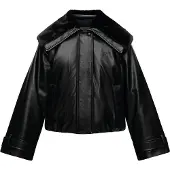 Calvin Klein Faux Leather Short Filled Bomber - Black - M