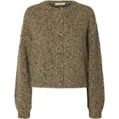 Selected Slwkat Ls Knit Short Cardigan - Beige - L