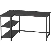 Songmics Kulmapöytä 120x80x76 cm Musta Puu ja Teräs