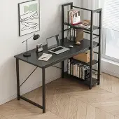 Hobby Hall Loft-tyylinen musta teollinen tietokonepöytä hyllyillä, 120 cm