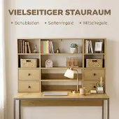Hobby Hall Tietokonepöytä 4 laatikolla ja hyllyillä 105 cm, puunvärinen
