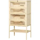 PawHut Hamsterin häkki 5 tasoa 60 x 40 x 120 cm, luonnonpuu