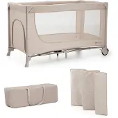 Kinderkraft Lit Parapluie JOY 2 2 en 1 taitettava kompakti kuljetuslaukun ja vetoketjullisen uloskäynnin kanssa Beige