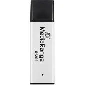 MediaRange MR1904 USB 3.2 Gen 1 Flash Drive, 512 GB, metal housing (silver-black), fast read speeds up to 250 MB/s, write speeds up to 160 MB/s, 59 x