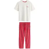 Next Pitkä pyjama 'Happy Holidays' keltainen / vihreä / punainen / valkoinen