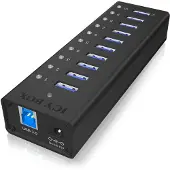 Icy Box Keskittimen (hub) - IBICO - Hub USB 3.0 10x - 10-porttia - Musta - USB