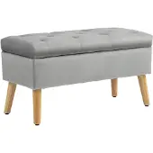 Aosom Pehmeä säilytyslaatikollinen penkki Homcom 80x35x40cm, harmaa/vaaleanruskea väri
