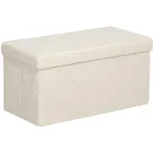 Aosom Pehmeä säilytyslaatikolla varustettu penkki Homcom 76x38x38cm, kermanvärinen