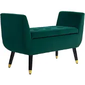Aosom Pehmeä penkki säilytyslaatikolla Homcom 107x42x65cm, tummanvihreä/musta