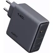 Aukey PA-C6 140W Neljän-Portin Laturi (3C1A) Tummanharmaa EU-Pistoke