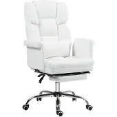 Aosom Toimistotuoli Homcom 69x65x115cm, valkoinen/hopean värinen