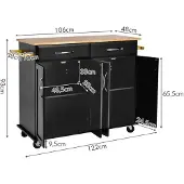 ProMotion Keittiösaari pyörillä 122x48x93cm, musta/vaaleanruskea väri