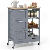 ProMotion Keittösaari pyörillä 67x37x83,5cm, harmaa/vaaleanruskea väri