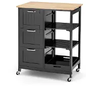 ProMotion Keittiösaari pyörillä 67x37x82,5cm, musta/vaaleanruskea