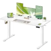 Songmics Seisomapöytä 140x60x72-120 cm valkoinen teräs