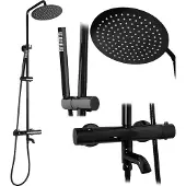 REA Lungo Black Metallic Suihkusetti Termostaatilla