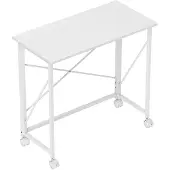 Hobby Hall Taitettava työpöytä pyörillä 80x40x75 cm valkoinen teräs