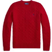 Ralph Lauren Cable Wool-Cashmere Crewneck Sweater - Red - XS