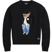 Ralph Lauren Holiday Polo Bear Cotton Crewneck - Black - M