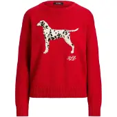 Ralph Lauren Intarsia-Knit Dalmatian Cotton Sweater - Red - XS