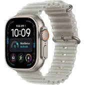 Apple Watch Ultra 4 GPS + Cellular 49 mm luonnonvaalea titaanikuori ja kuultoharmaa Ocean‑ranneke