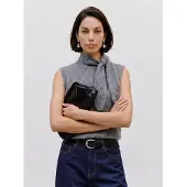Topshop Tscassi Knitted Tie Neck Top Knt Noos - Grey - XS