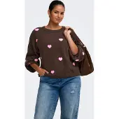 ONLY Carmakoma Carrica Ls Detail O-Neck Knt - Brown - 42-44