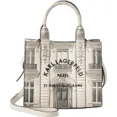 Karl Lagerfeld Käsilaukku 'Maison de Karl' meleerattu beige / beigenharmaa / meleerattu harmaa