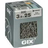 Spax GIX type-A musta 3,9x25 600 kpl tiuhakierre teräväkärki kipsilevyruuvi
