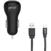 Gear Laturi 12-24V 2xUSB 2,4A MicroUSB 1m, Musta