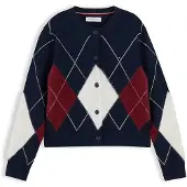 Tommy Hilfiger Neuletakki ecru / marine / rubiininpunainen