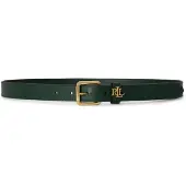 Ralph Lauren Logo-Keeper Leather Skinny Belt - Green - XS