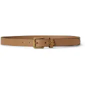 Ralph Lauren Logo-Keeper Leather Skinny Belt - Beige - S
