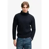 Superdry for man. M6110772A Navy Blue Jacob Cable Roll Jumper (S), Casual, Wool